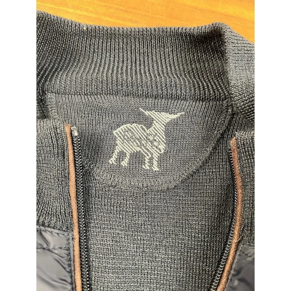 Raffi Qulited Knit Zip Sweater Jacket Men's M Wool Blend Hybrid Luxury Navy